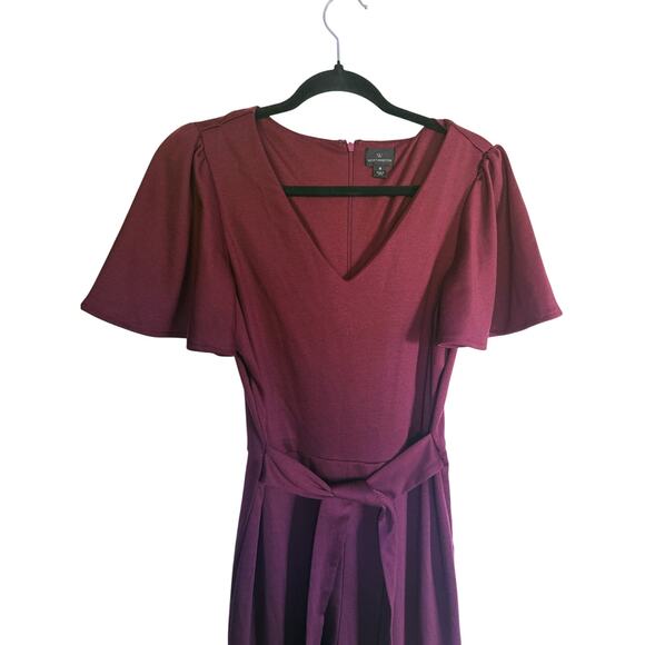 Worthington Belted V-Neck Jumpsuit 8 Wine Maroon Garnet Burgundy Event Holiday - Picture 4 of 6